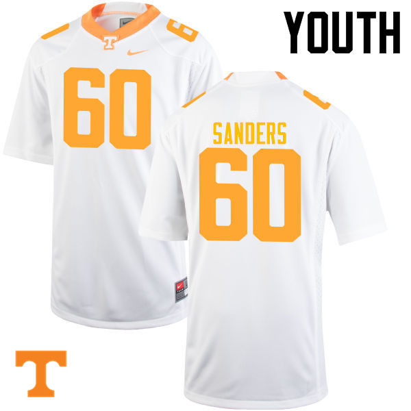 Youth #60 Austin Sanders Tennessee Volunteers College Football Jerseys-White